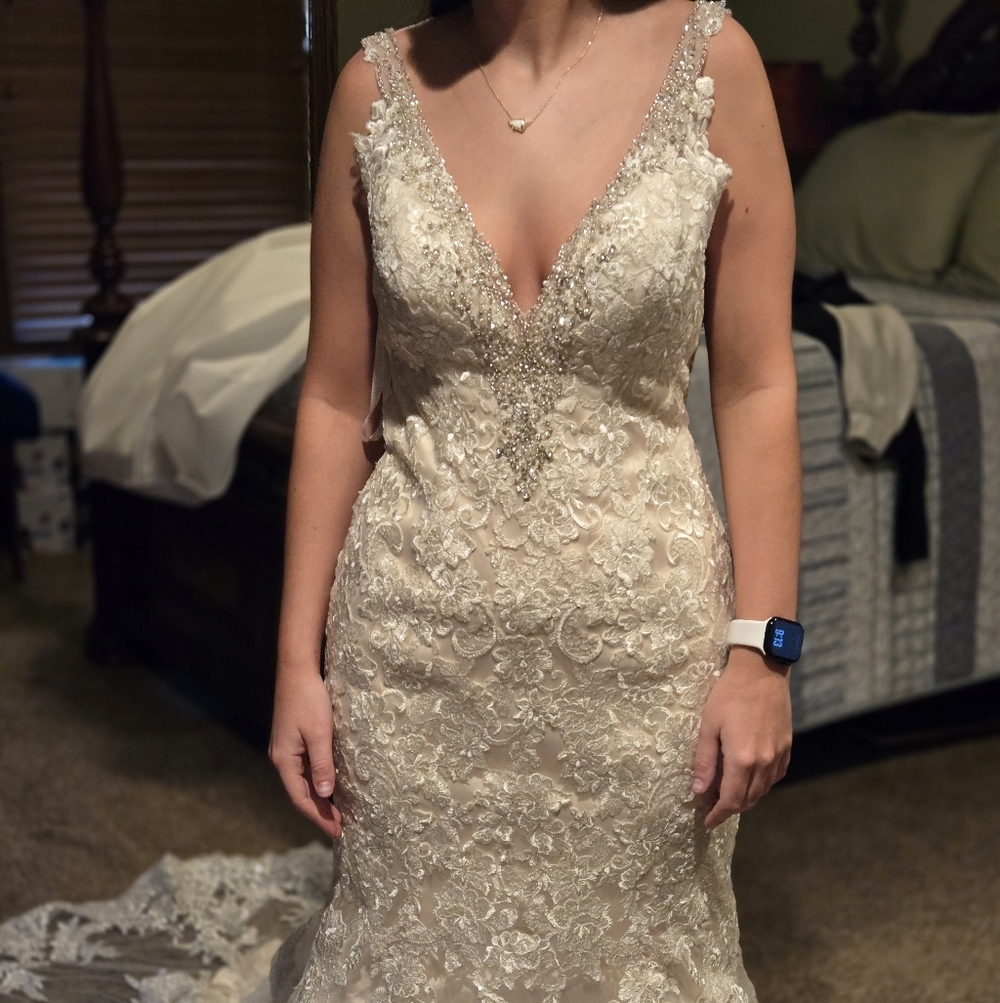 Elegant Beaded Lace Wedding Dress